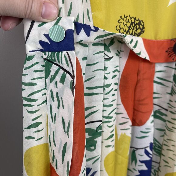 Girls From Savoy Anthropologie Women Silk Dress Size 6 Multicolor Primary Blooms - Picture 7 of 11